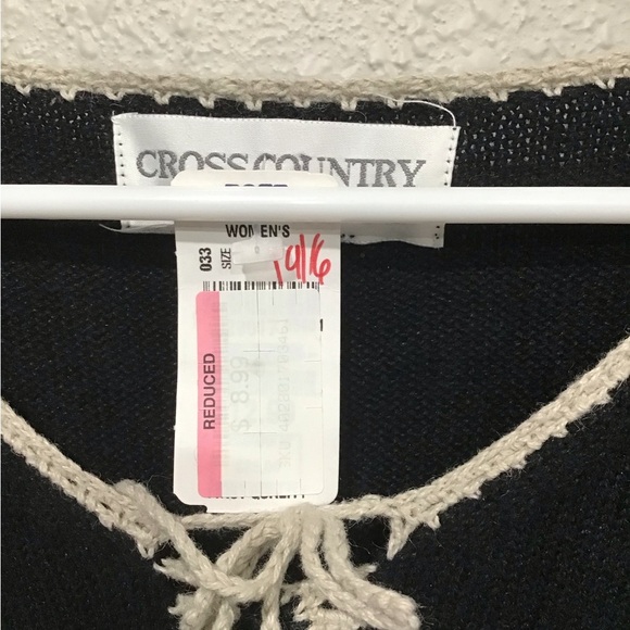 NWT Vintage Cross Country Black Knit Blouse Women’s 1X V-Neck Lace-Up Top Y2K 90 - Picture 3 of 5